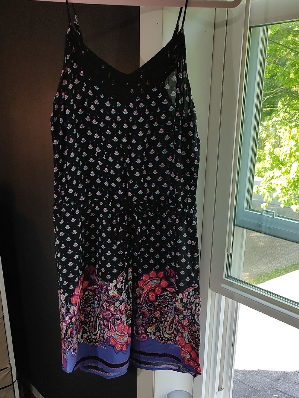 Aeropostale Black Floral & Paisley Dress With Tie Waist